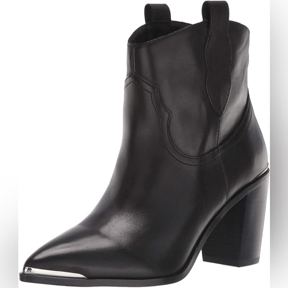 Steve Madden Zora Silver Toe Black Booties